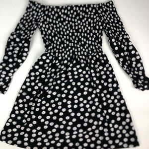 Off the shoulder black floral dress